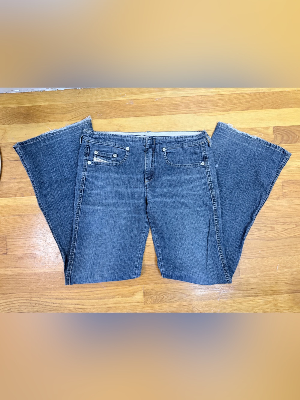 Diesel VTG Distressed 2002 Stripp no waistband low rise jeans 26x32 Italy Y2K